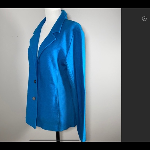 Conrad C 100% Wool Turquoise Button Sweater Blazer Size L. - Picture 7 of 7